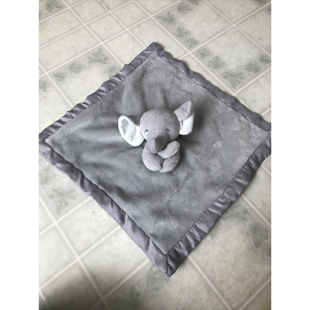 Carter's Gray Elephant Security Blanket Grey Lovey Lovie Soft‎ Cuddle Satin 2016